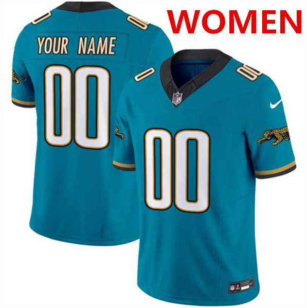 Women%27s Jacksonville Jaguars Active Player Custom Teal 2024 F.U.S.E. Prowler Throwback Vapor Limited Stitched Football Jersey